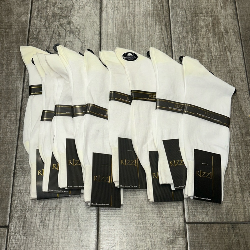 9 Piece Rizzi Hand Looped Toe Seam Finest Mercerized Cotton Mens Socks - New